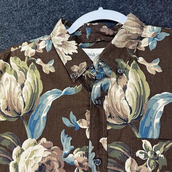 Ralph Lauren Shirt Mens Large Brown Floral Print Denim & Supply Casual Button Up - Picture 2 of 8